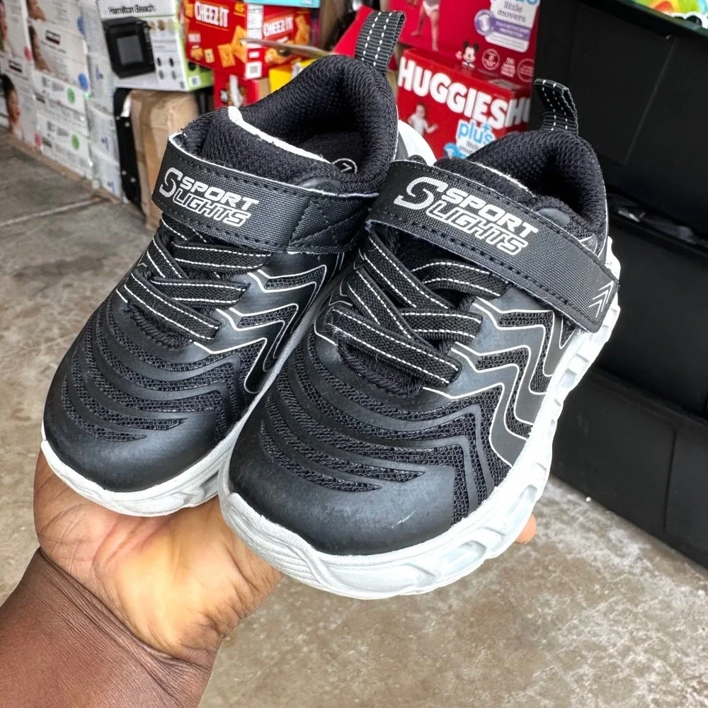 Sport By Skechers Toddler Boy‎ Jarrod Light Up Sneakers Size 7 Black